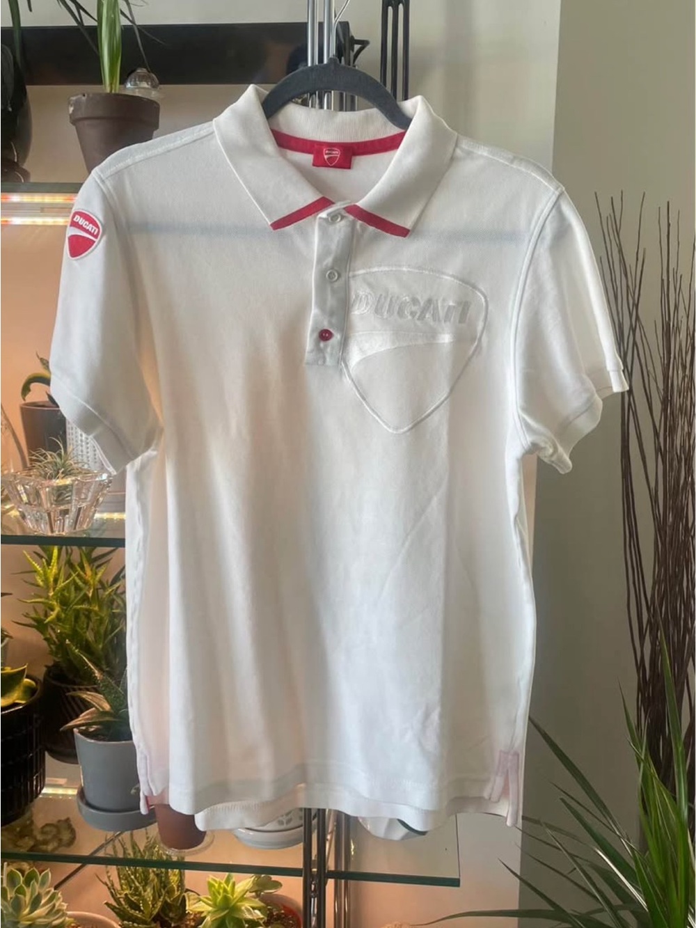 Ducati White Polo Shirt with Red Trim